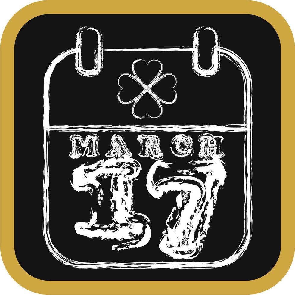 Icon St patrick's day calendar. St. Patrick's Day celebration elements. Icons in chalk style. Good for prints, posters, logo, party decoration, greeting card, etc. vector