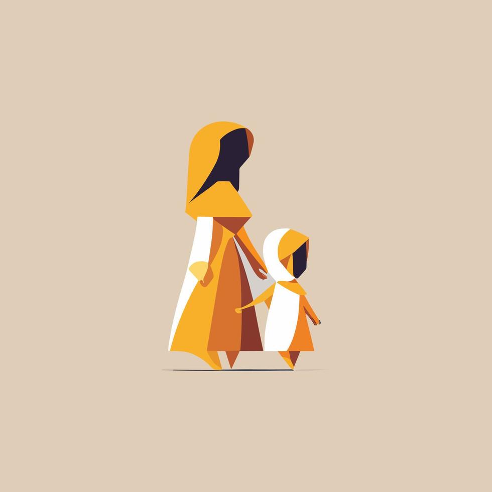 mother and kid abstract vector logo
