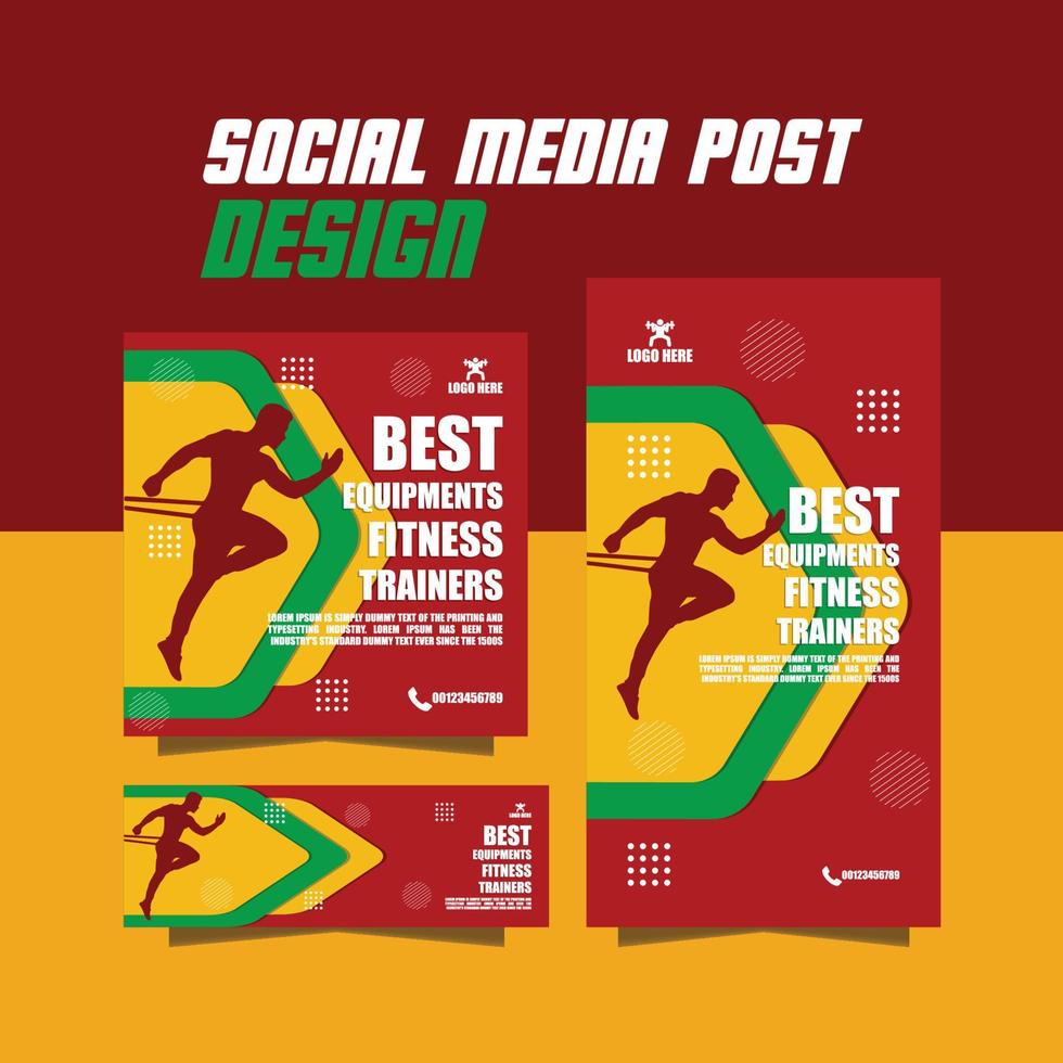 Fitness flyer template social media food post vector