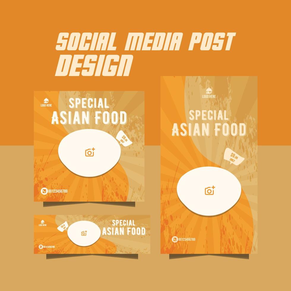 asian food menu promotion flyer vector