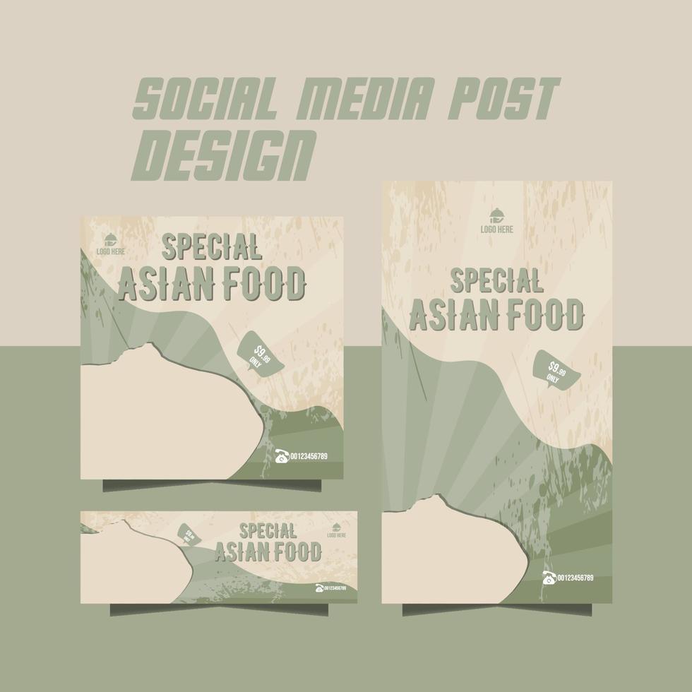 delicious asian food menu promotion flyer vector