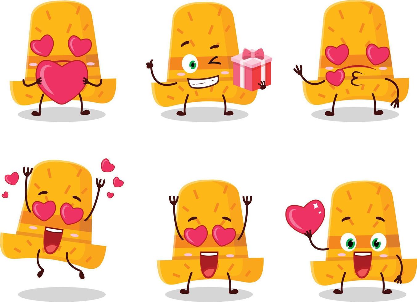 Straw hat cartoon character with love cute emoticon vector