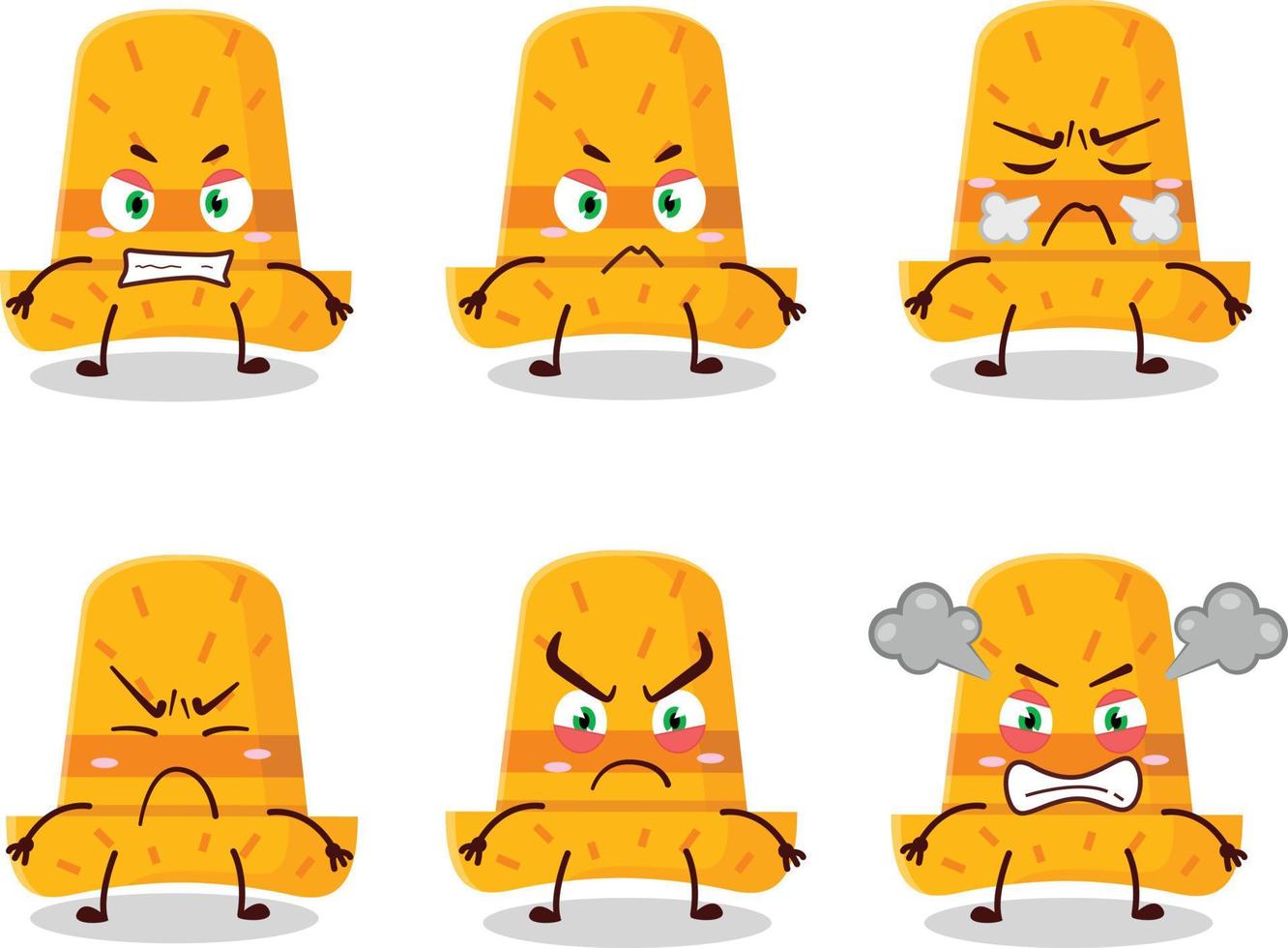 Straw hat cartoon character with various angry expressions vector