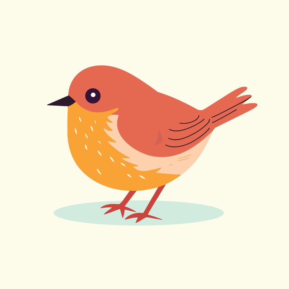 Cute robin bird flat vector illustration