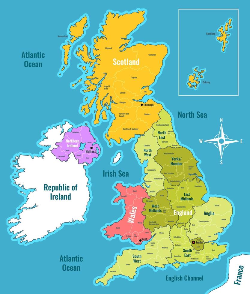 Detailed Country Map of UK vector