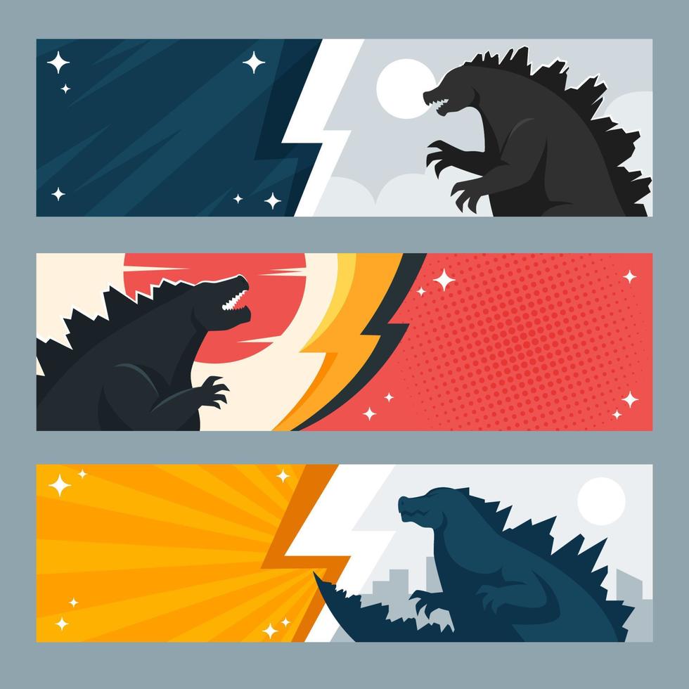 Giant Lizard Monster Banner Template vector