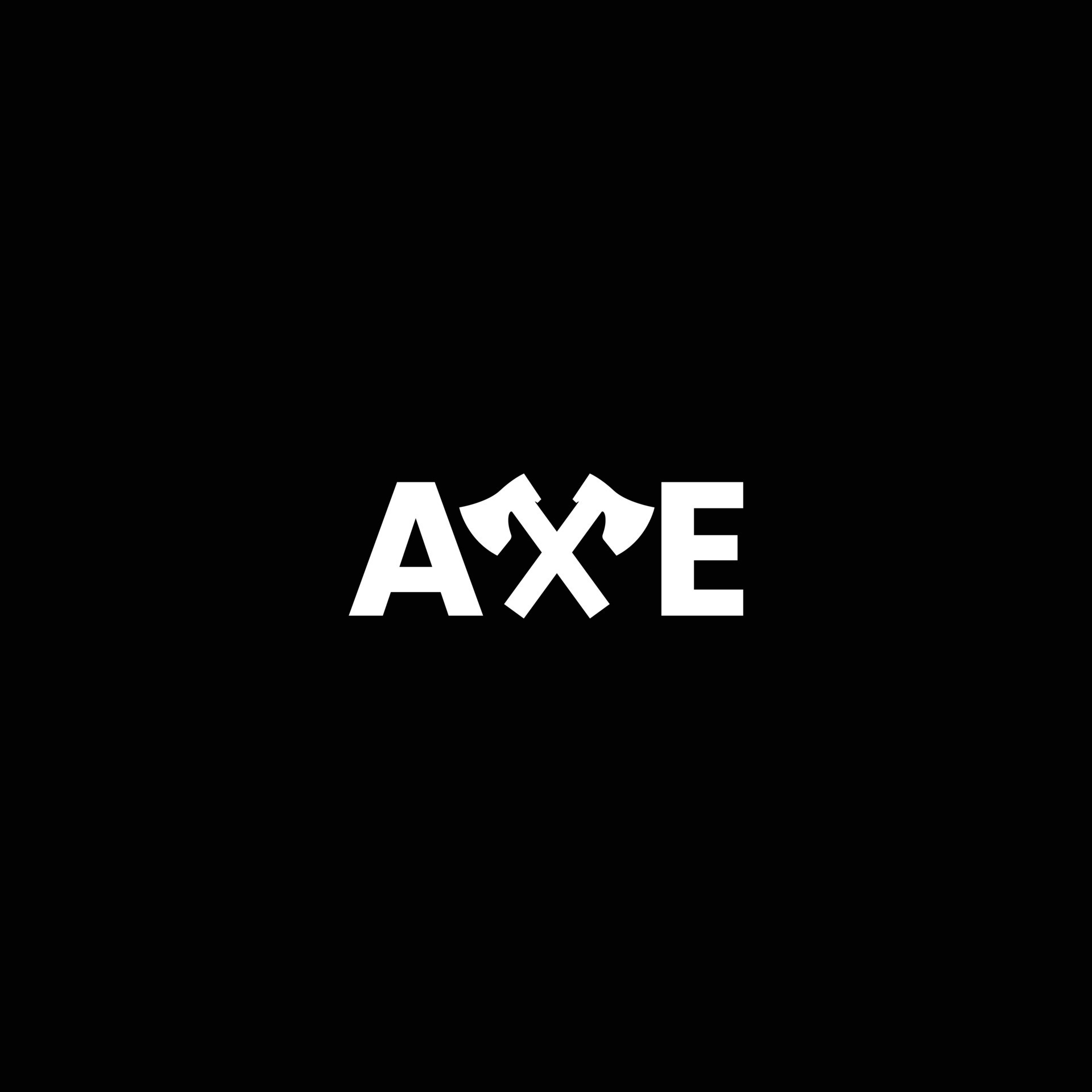 the word ax with the ax icon as the letter X, word mark logo design