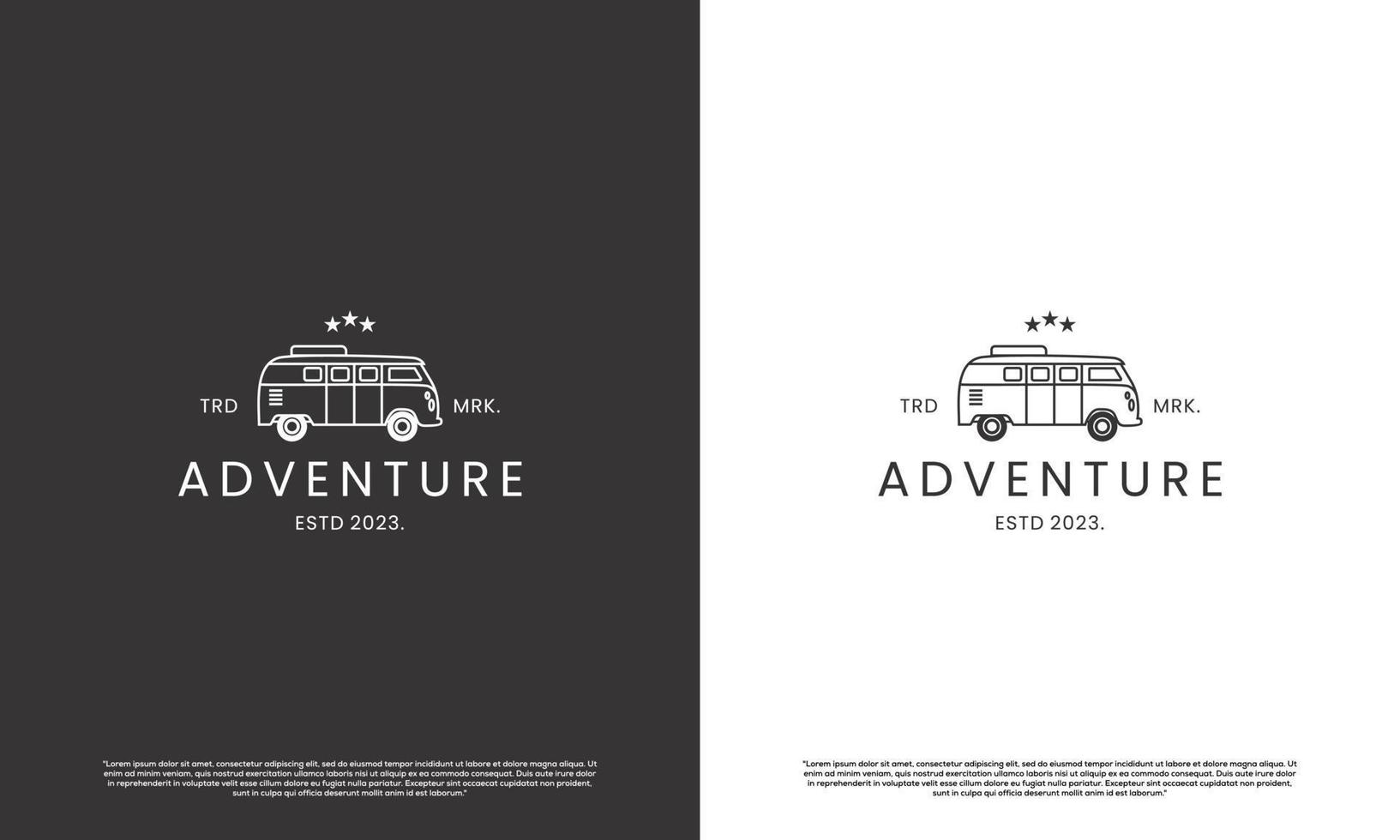 simple minimalist camper van logo design outline concept vector
