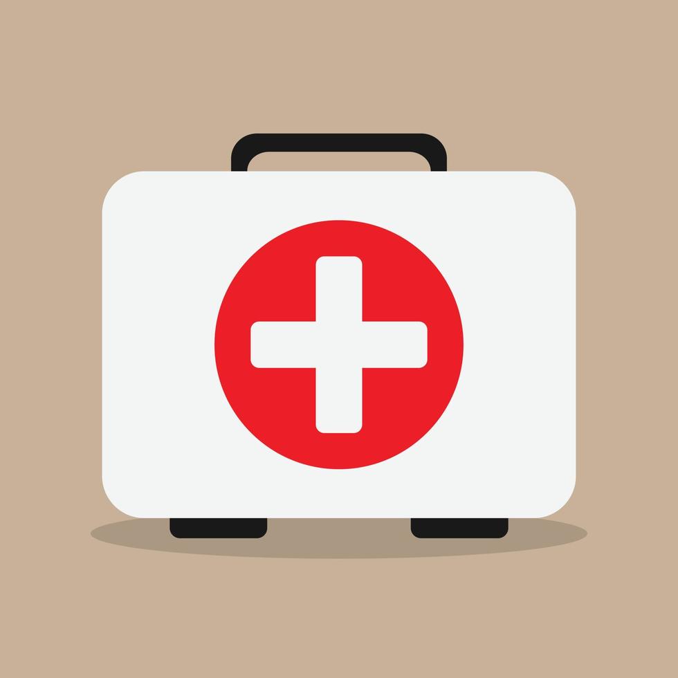 Illustration vector of first aid kit with flat design style,shadow and white background.Perfect for element graphic in poster,flyer,banner,infographic and animation at hospital and pharmacy.