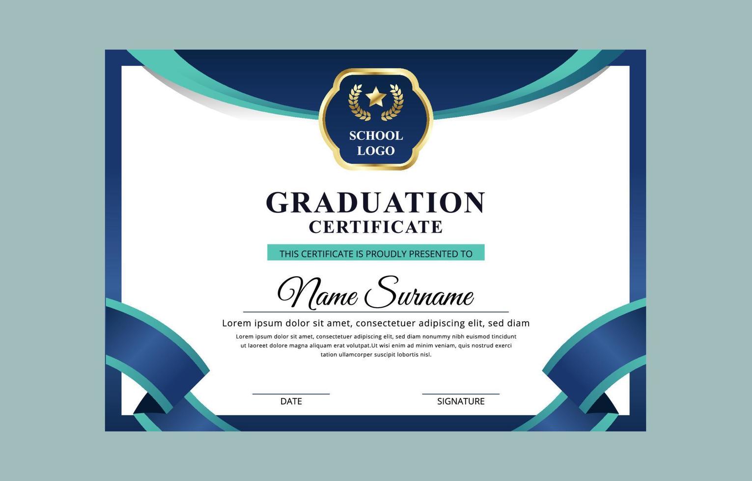 plantilla de certificado de graduación vector