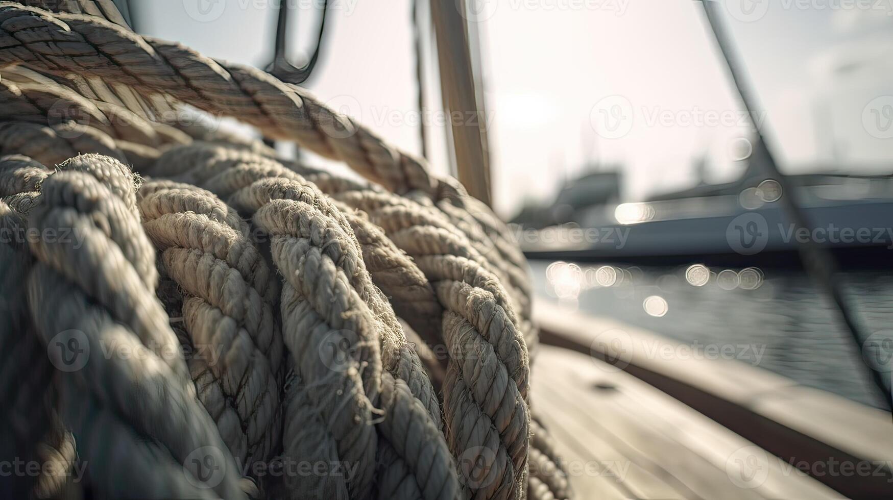 ropes of an old sailing ship Gorch Fock. . photo
