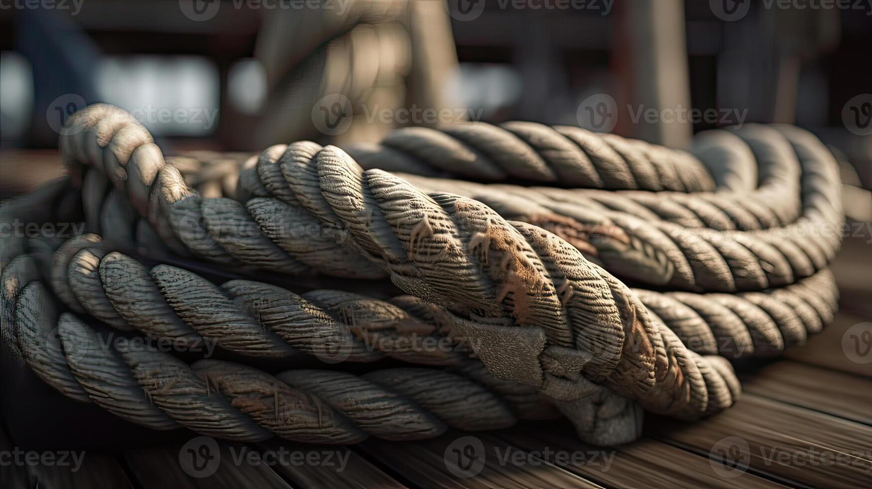 ropes of an old sailing ship Gorch Fock. . photo