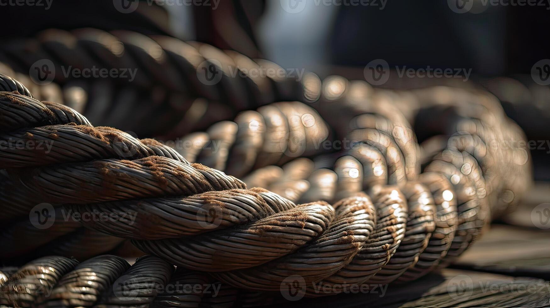 ropes of an old sailing ship Gorch Fock. . photo