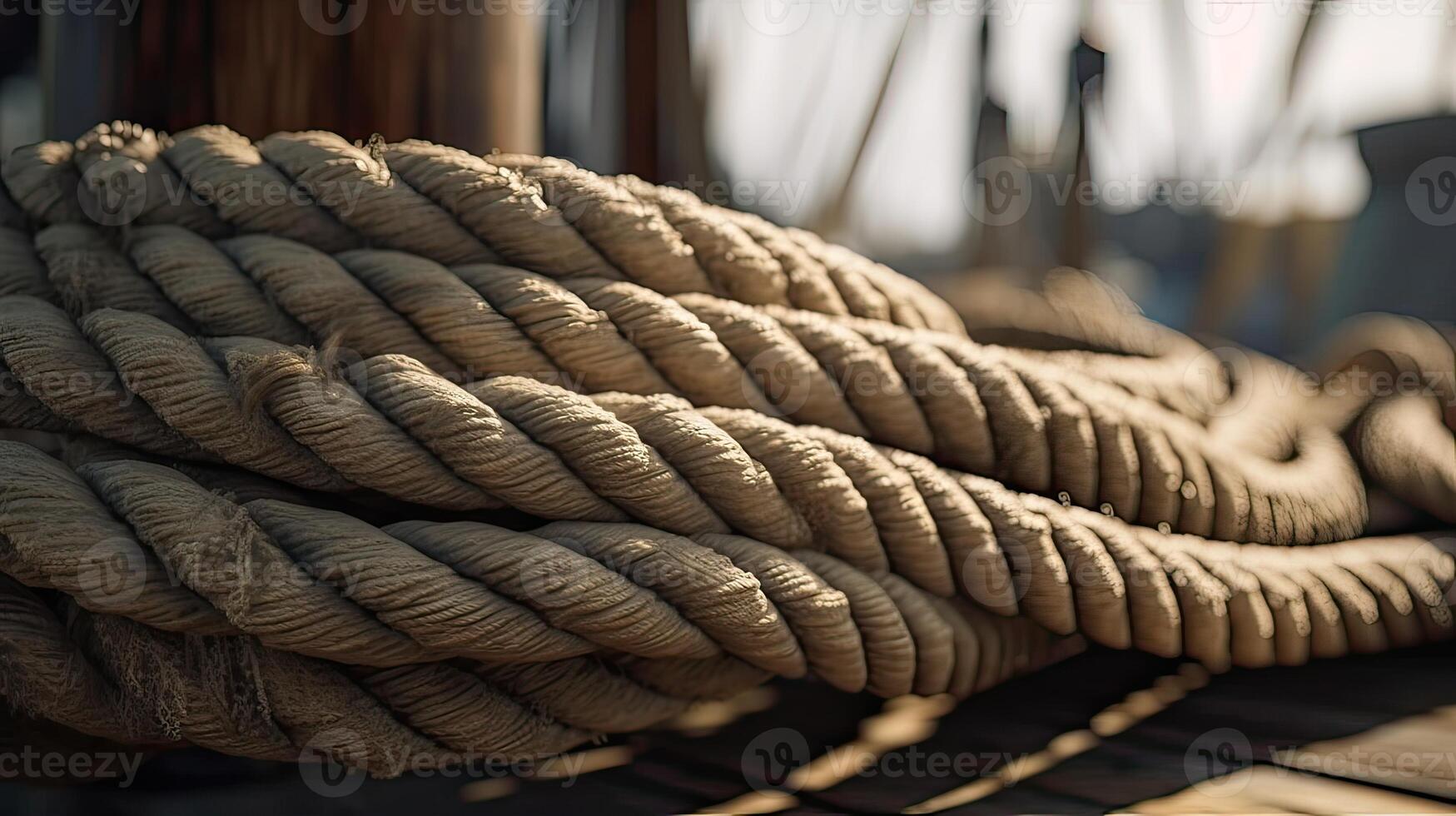 ropes of an old sailing ship Gorch Fock. . photo