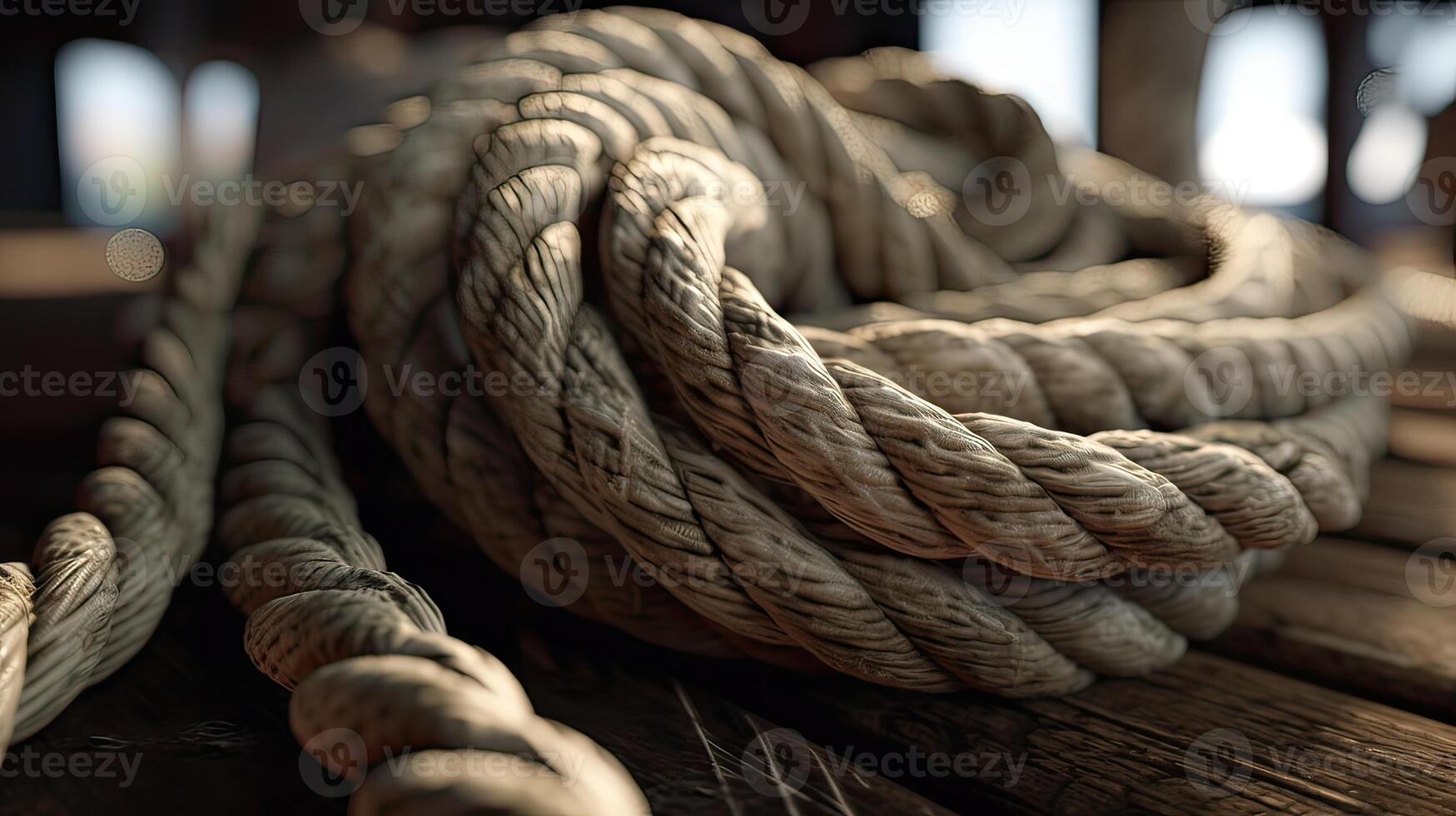 ropes of an old sailing ship Gorch Fock. . photo