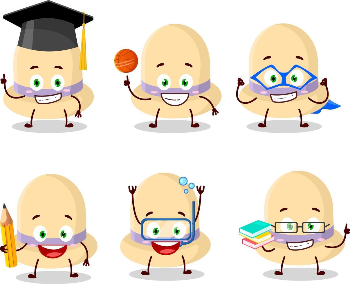 colegio estudiante de verano sombrero dibujos animados personaje con varios expresiones vector