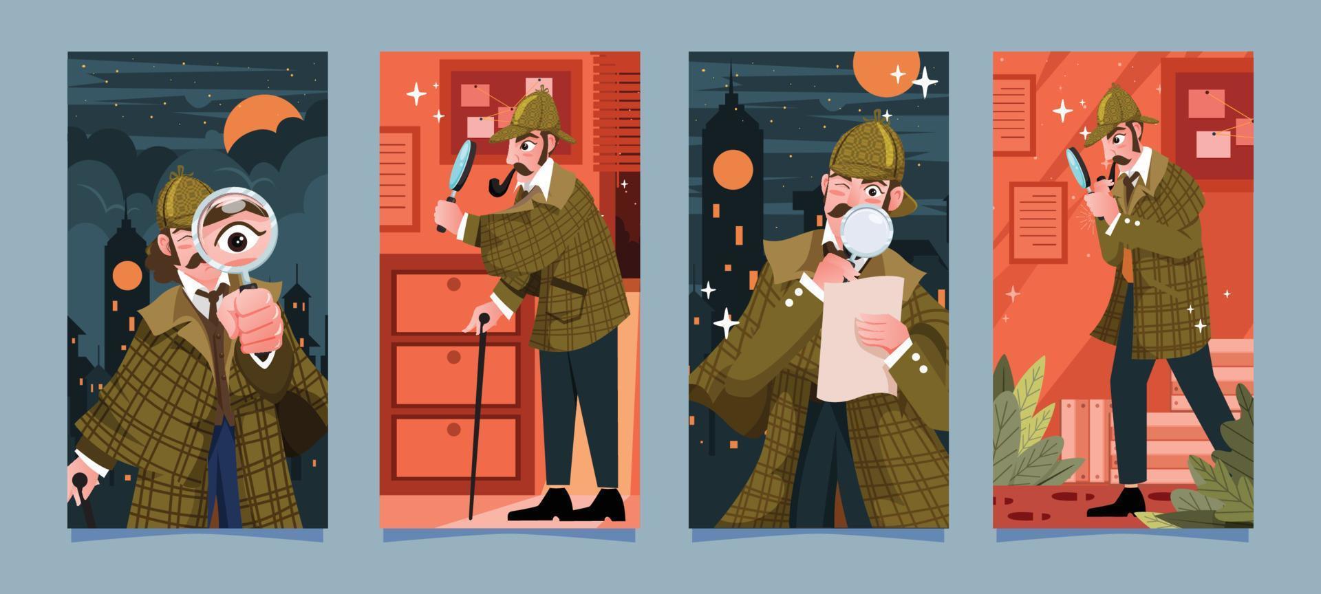 Social Media Posts of a Detective Looking for Clues vector