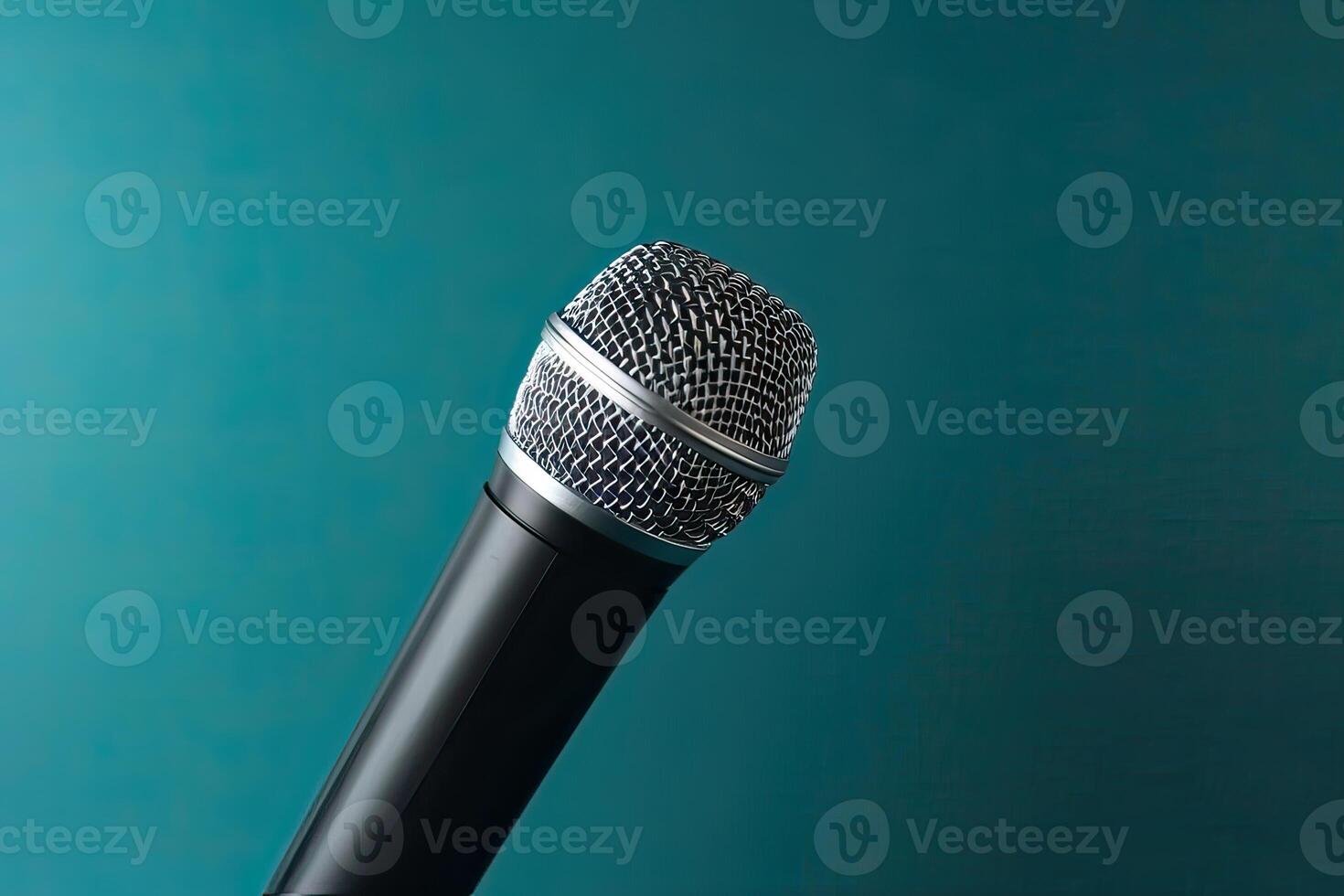 Close-up microphone. microphone isolated on vibrant background, banner with copy space. . photo