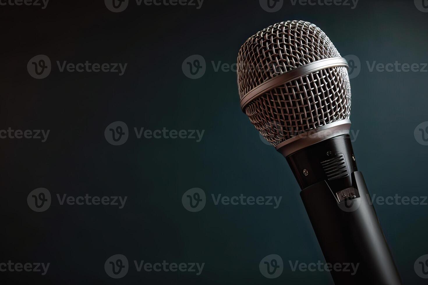 Close-up microphone. microphone isolated on vibrant background, banner with copy space. . photo