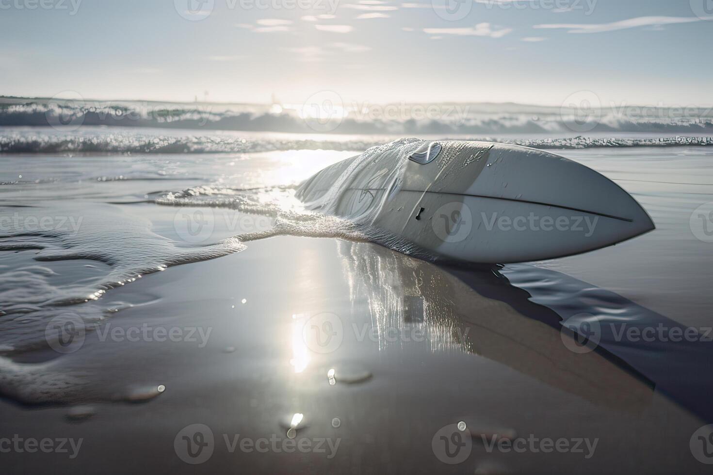 Surfboard on the beach with beach sign for surfing area. Travel adventure and water sport. relaxation and summer vacation concept. vintage color tone image. photo