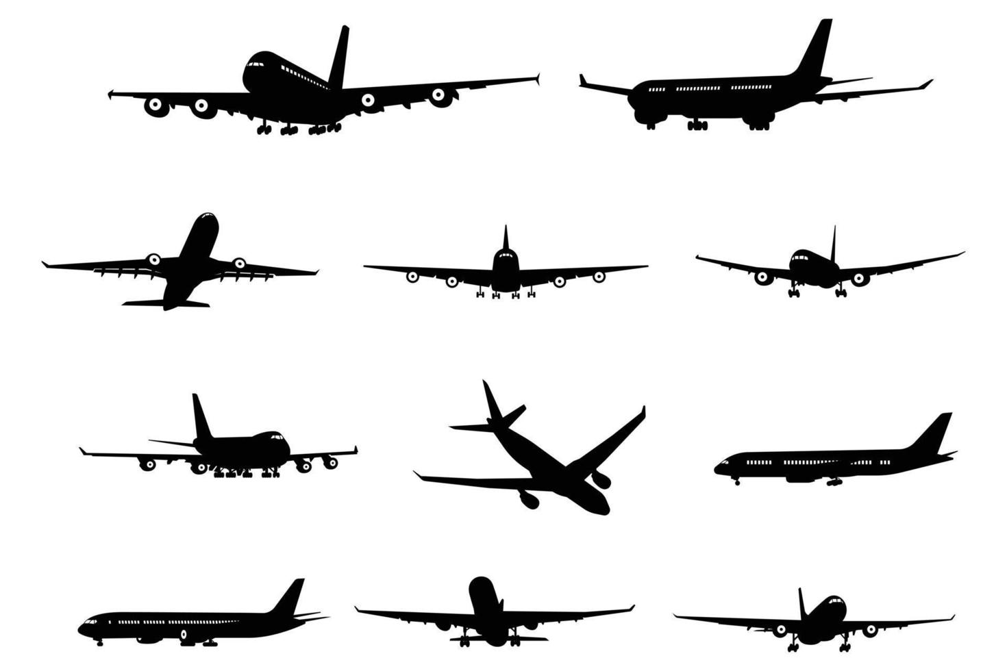 Set of airplanes silhouettes. vector