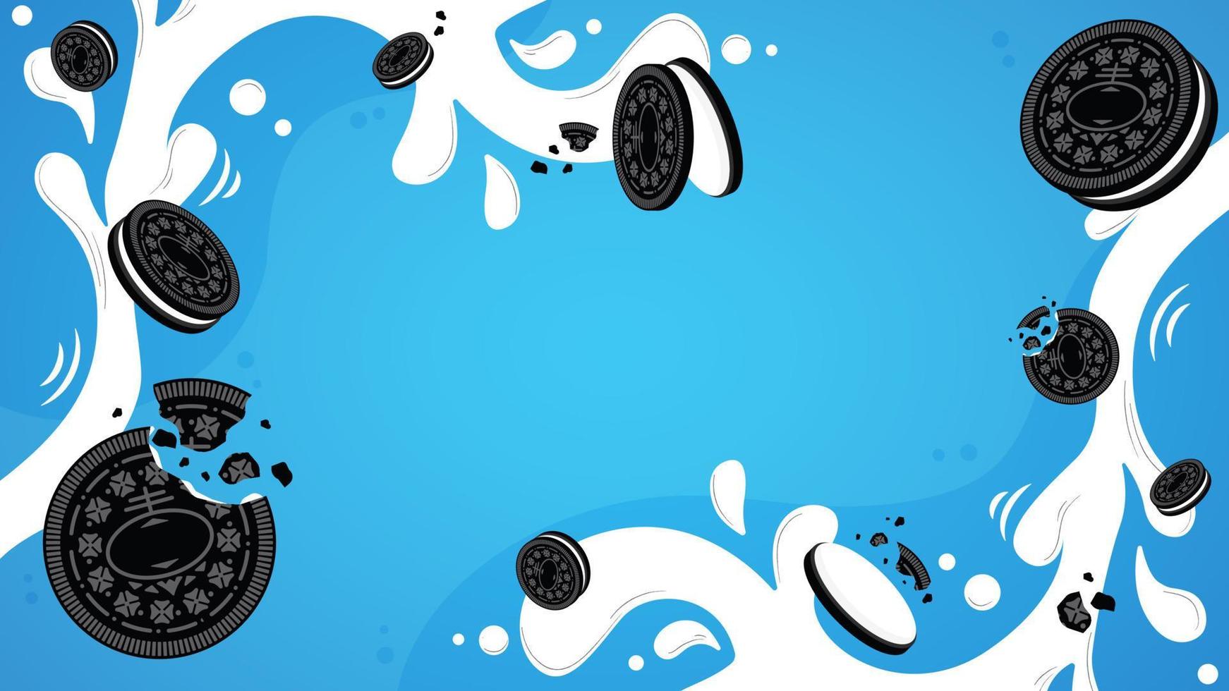 Chocolate Cookies and Splashing Milk Background vector