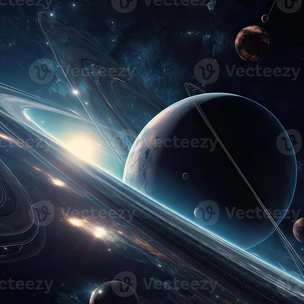 Deep space beauty, planets, stars and galaxies in endless universe. . photo