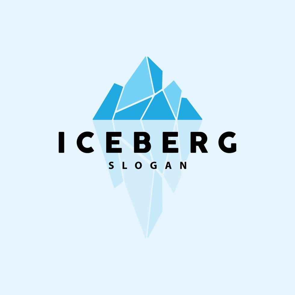 Iceberg Logo, Antarctic Mountains Vector In Ice Blue Color, Nature Design, Product Brand Illustration Template Icon