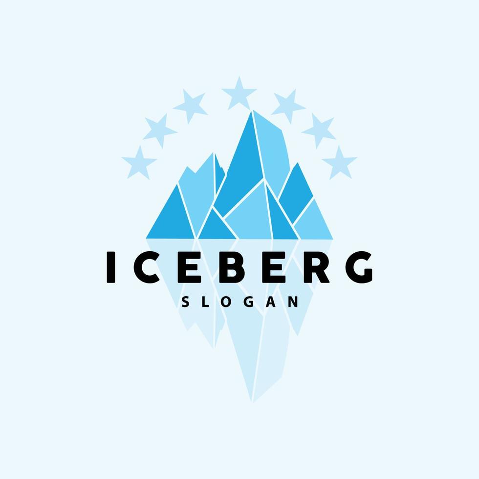 iceberg logo, antártico montañas vector en hielo azul color, naturaleza diseño, producto marca ilustración modelo icono