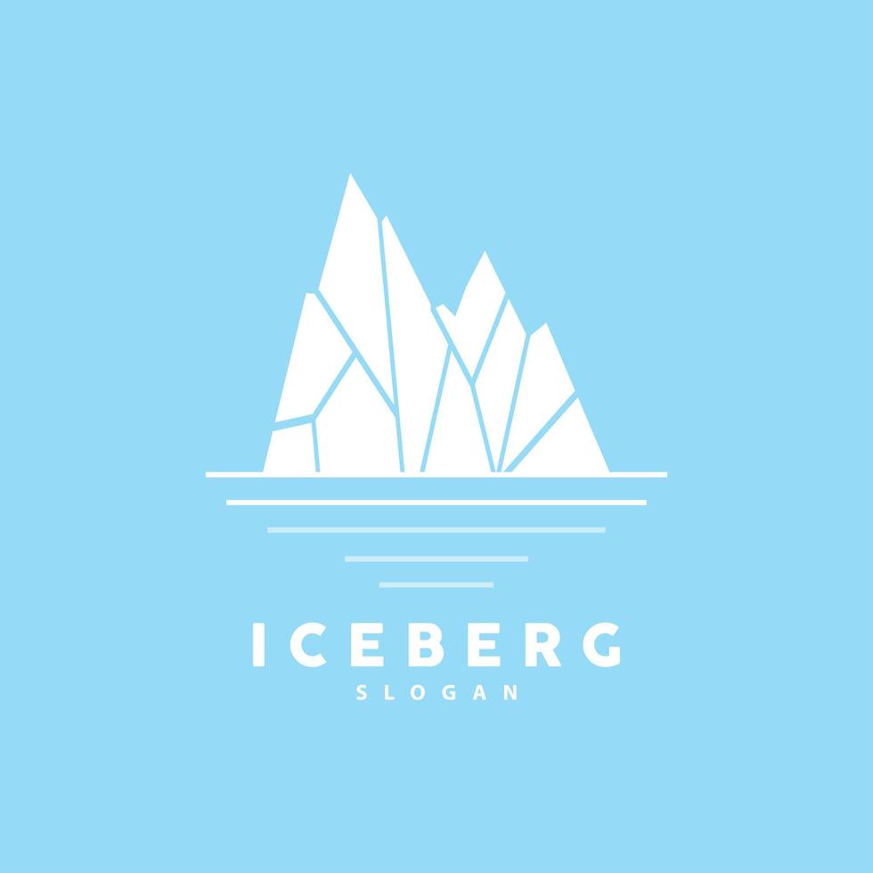 Iceberg Logo, Antarctic Mountains Vector In Ice Blue Color, Nature Design, Product Brand Illustration Template Icon