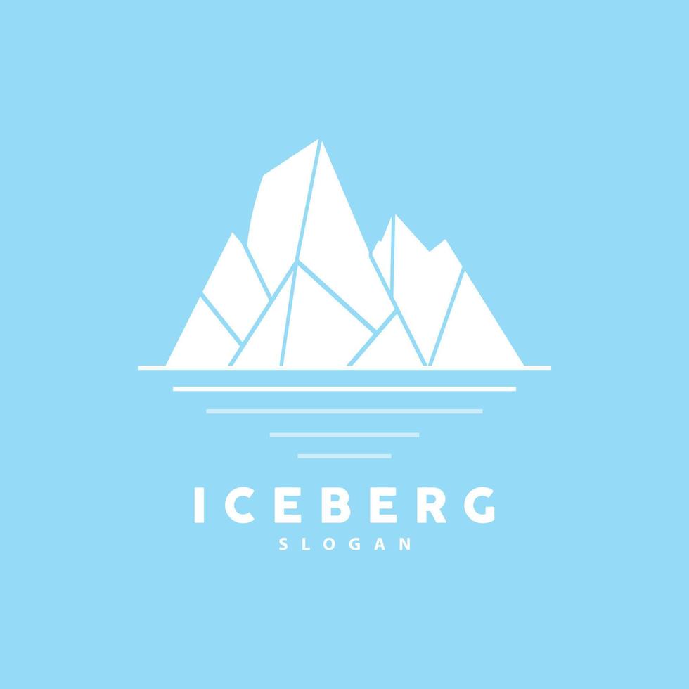 Iceberg Logo, Antarctic Mountains Vector In Ice Blue Color, Nature Design, Product Brand Illustration Template Icon