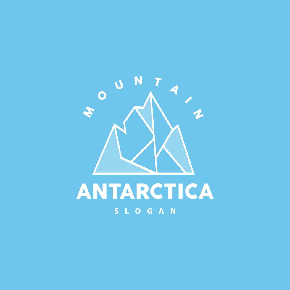Iceberg Logo, Antarctic Mountains Vector In Ice Blue Color, Nature Design, Product Brand Illustration Template Icon