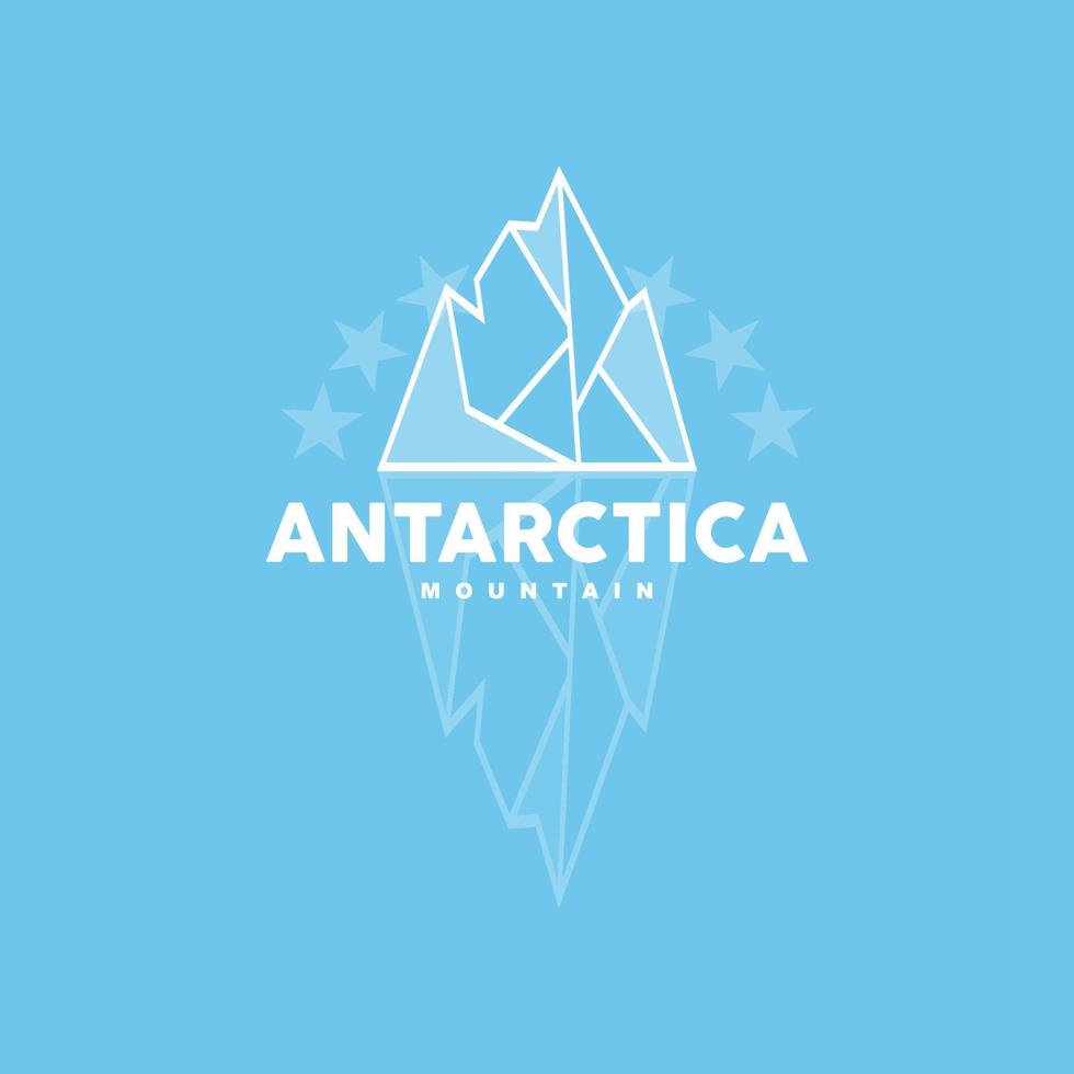 iceberg logo, antártico montañas vector en hielo azul color, naturaleza diseño, producto marca ilustración modelo icono