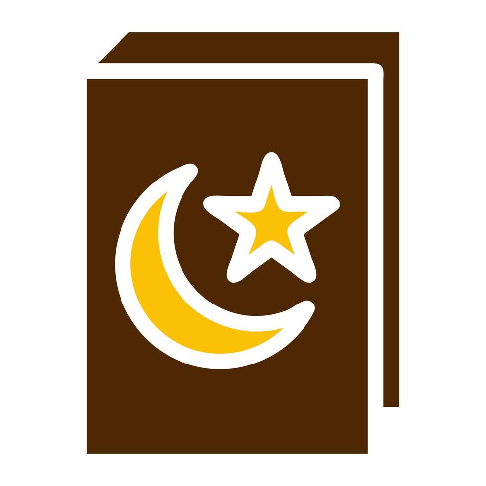 Corán icono sólido marrón amarillo color Ramadán símbolo Perfecto. vector
