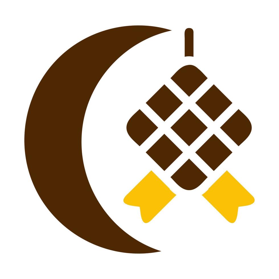 ketupat icon solid brown yellow colour ramadan symbol perfect. vector