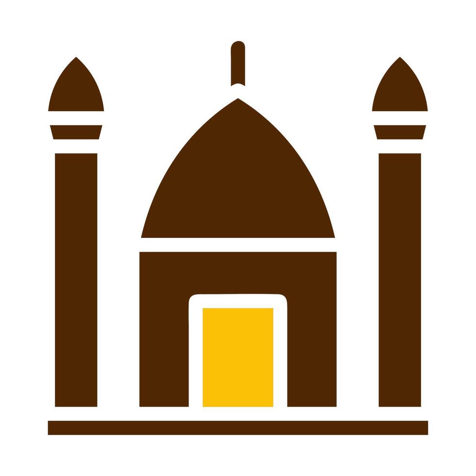 mosque icon solid brown yellow colour ramadan symbol perfect. vector