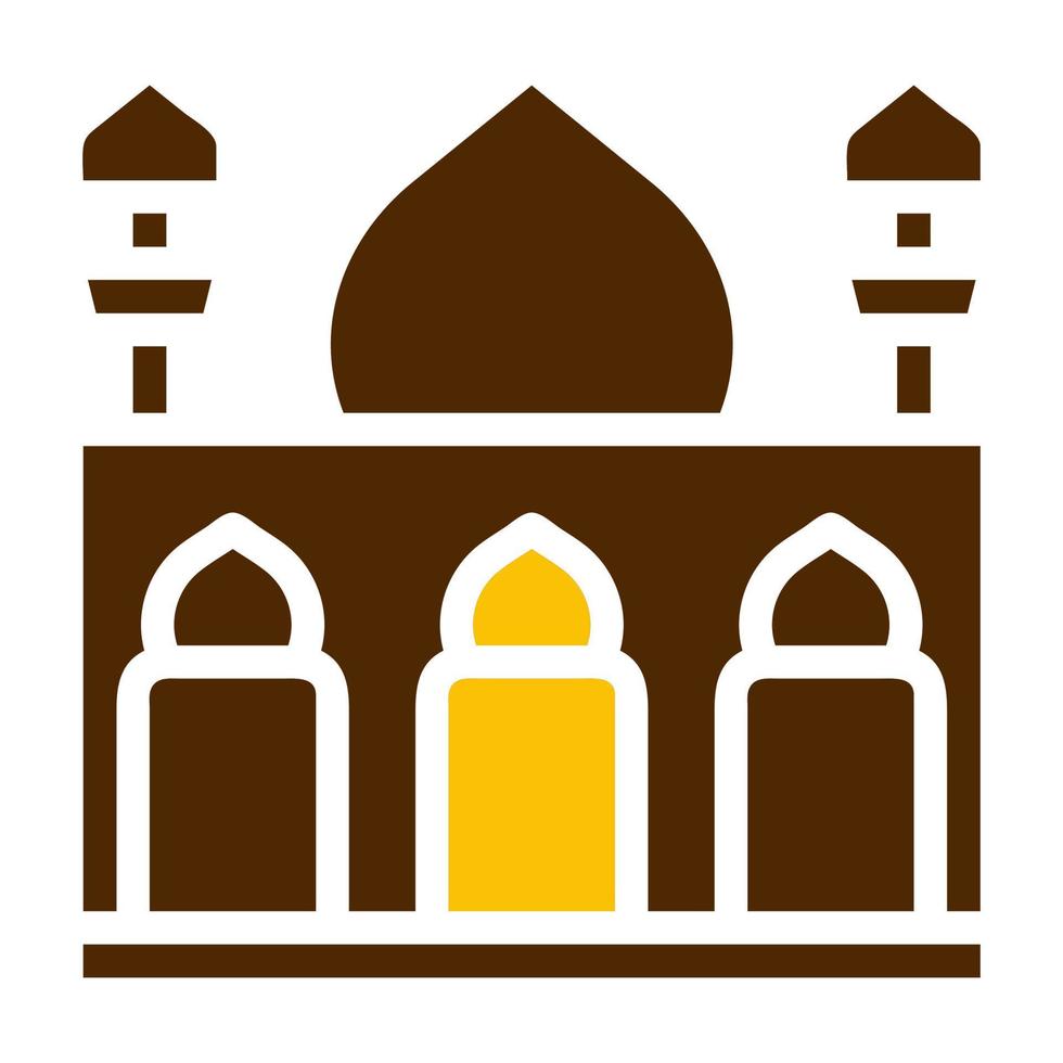 mosque icon solid brown yellow colour ramadan symbol perfect. vector