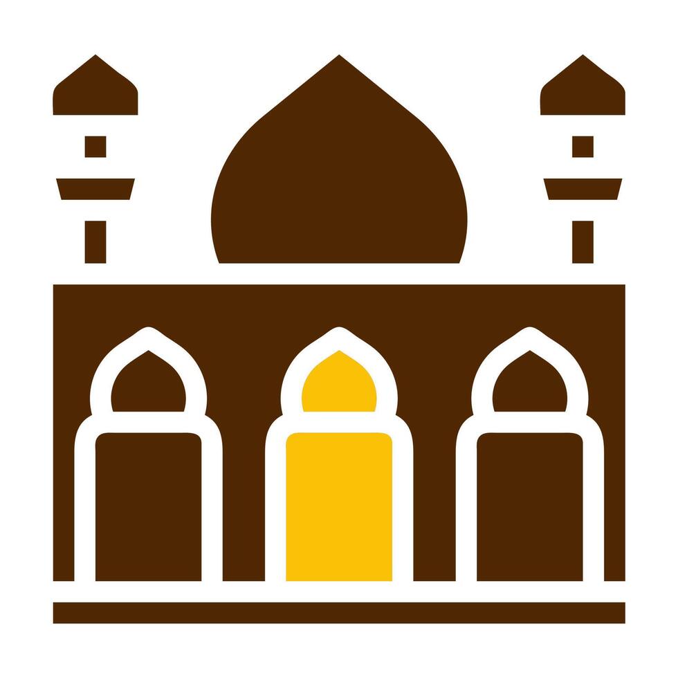 mosque icon solid brown yellow colour ramadan symbol perfect. vector