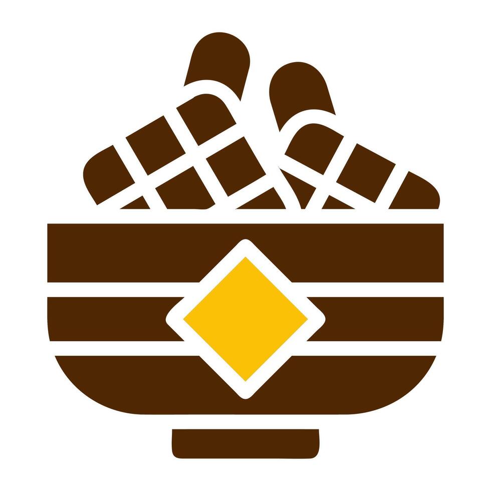 ketupat icon solid brown yellow colour ramadan symbol perfect. vector