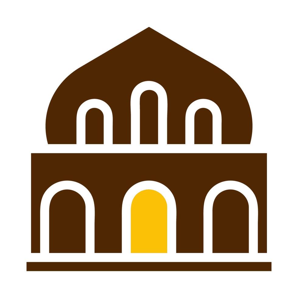 mosque icon solid brown yellow colour ramadan symbol perfect. vector