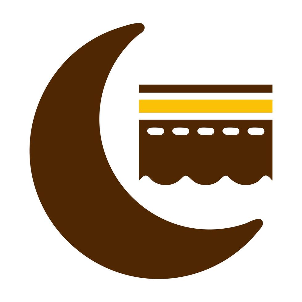 kaaba icono sólido marrón amarillo color Ramadán símbolo Perfecto. vector