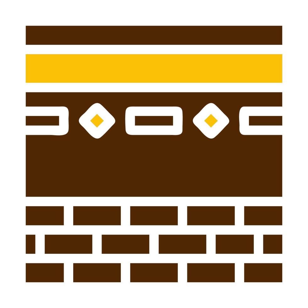 kaaba icon solid brown yellow colour ramadan symbol perfect. vector