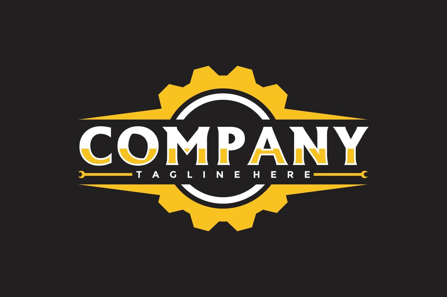 gear wrench emblem logo vector