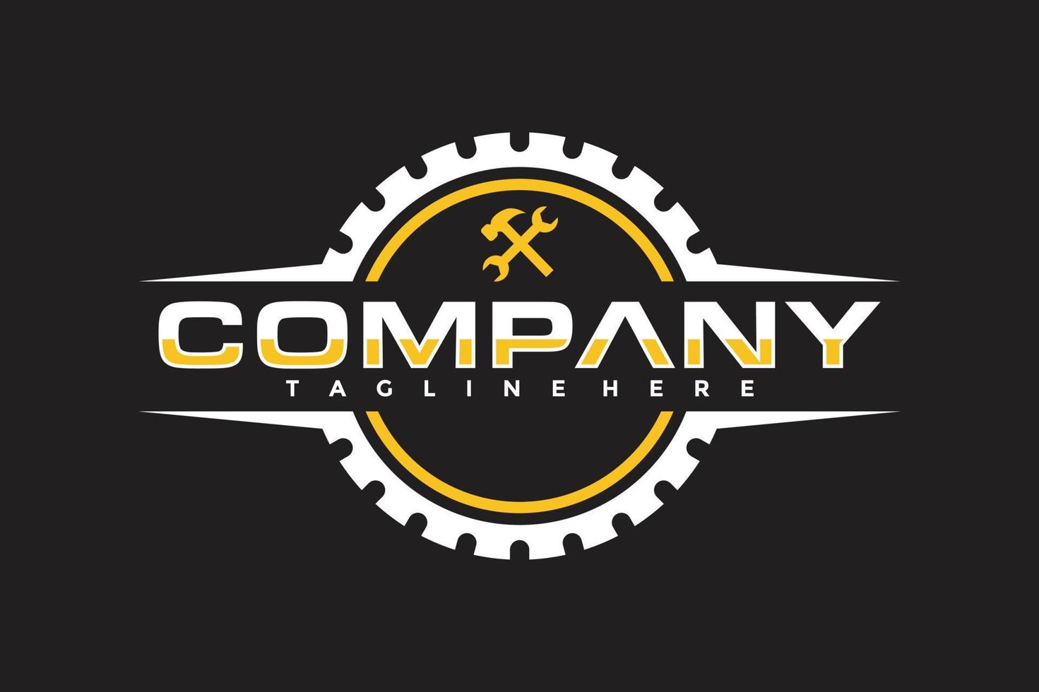 gear wrench emblem logo vector