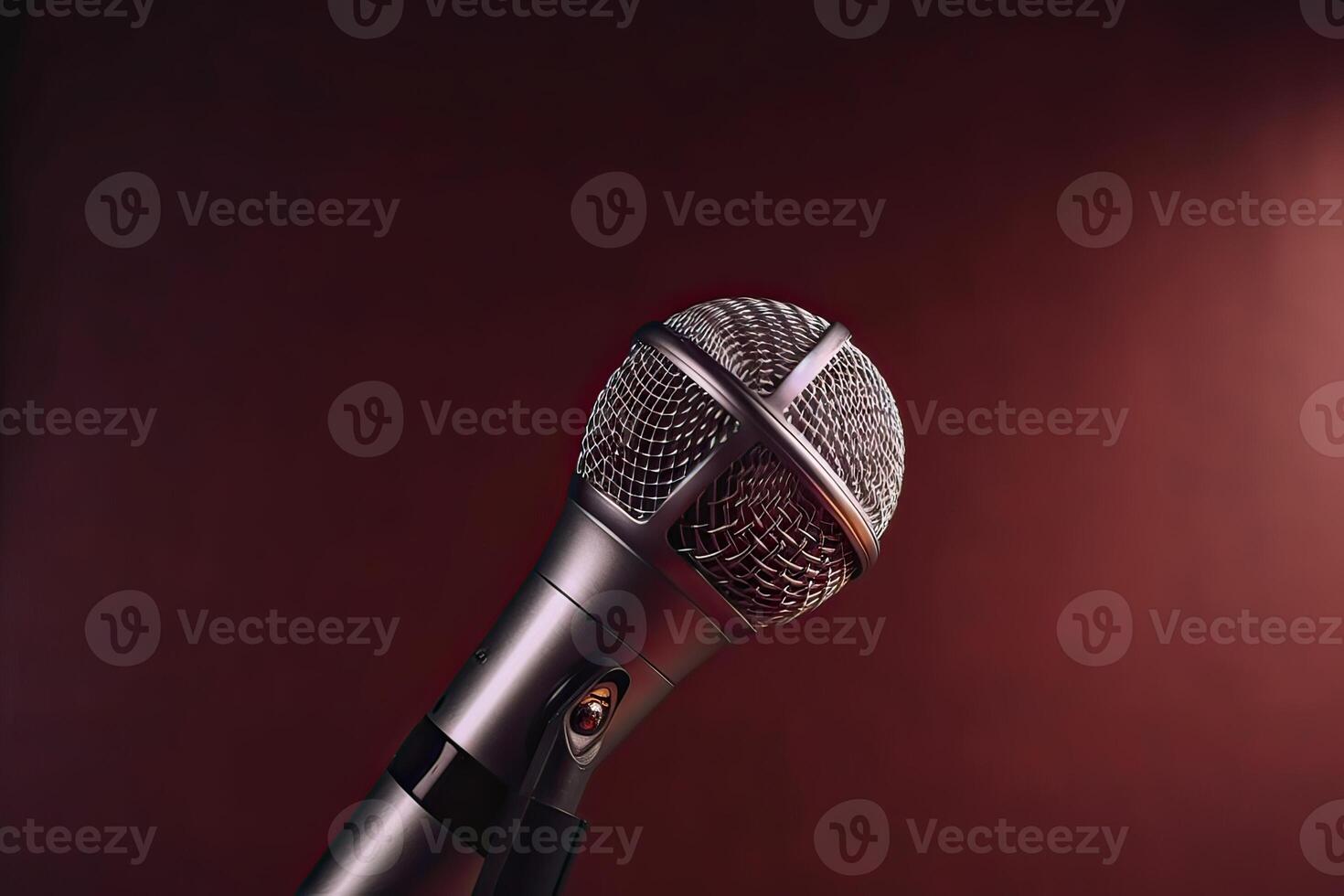 Close-up microphone. microphone isolated on vibrant background, banner with copy space. . photo