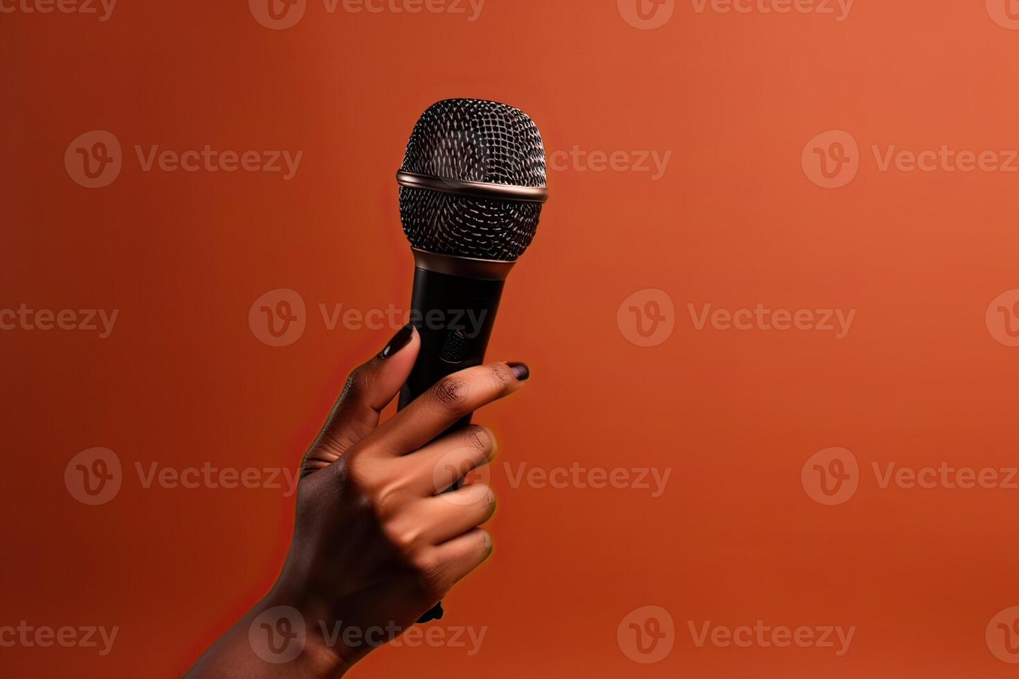 Close-up microphone. microphone isolated on vibrant background, banner with copy space. . photo