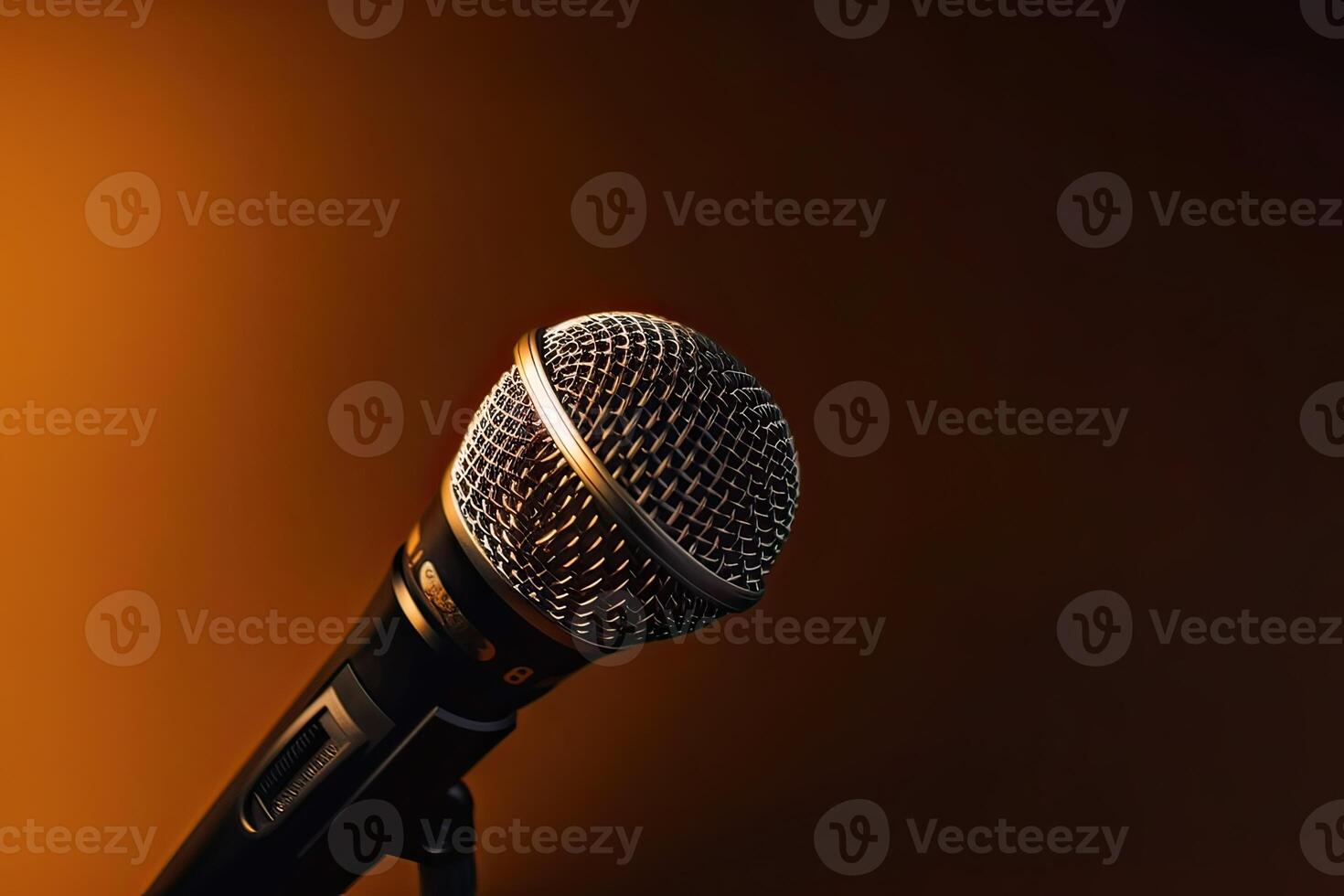 Close-up microphone. microphone isolated on vibrant background, banner with copy space. . photo