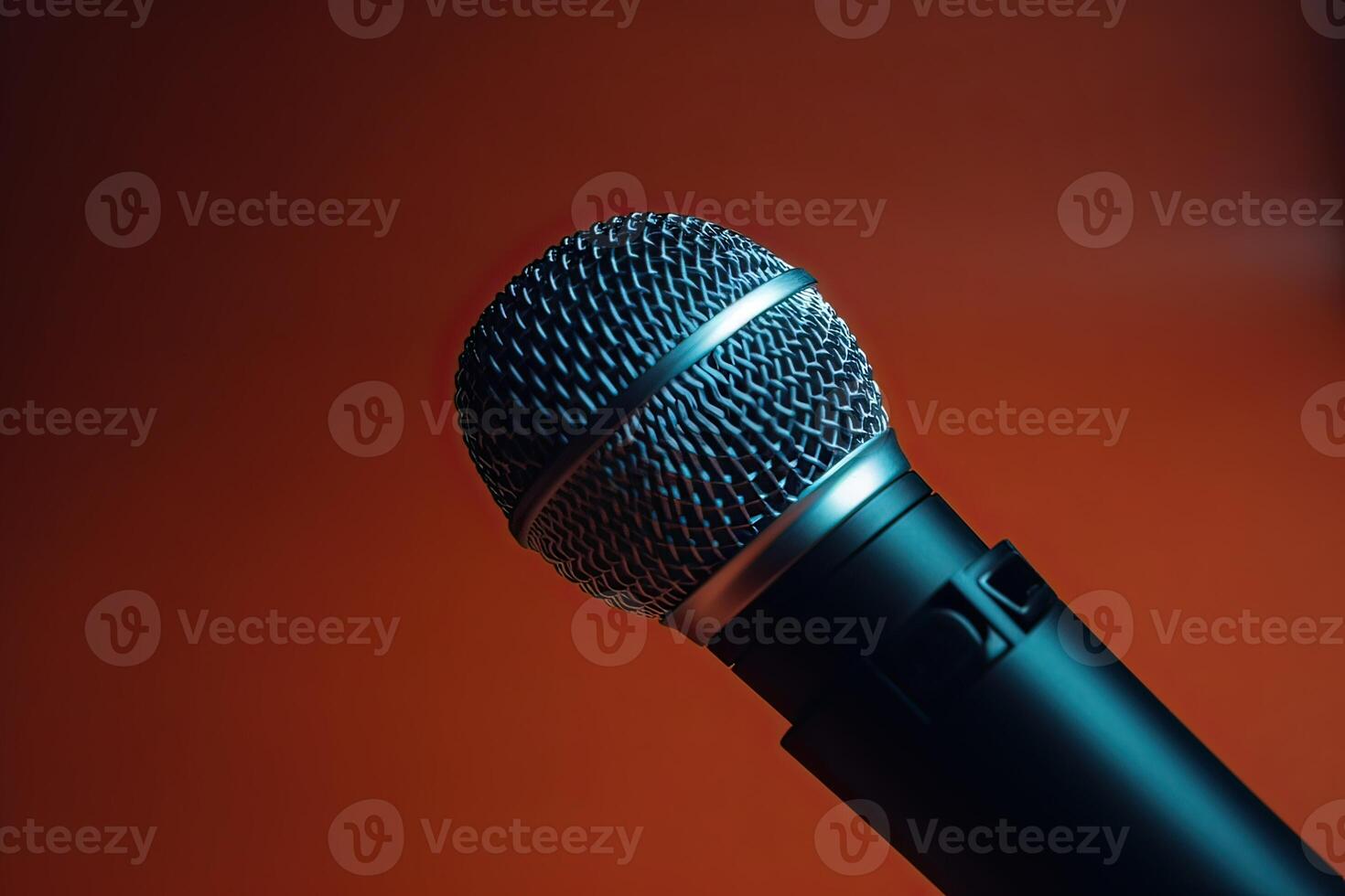 Close-up microphone. microphone isolated on vibrant background, banner with copy space. . photo