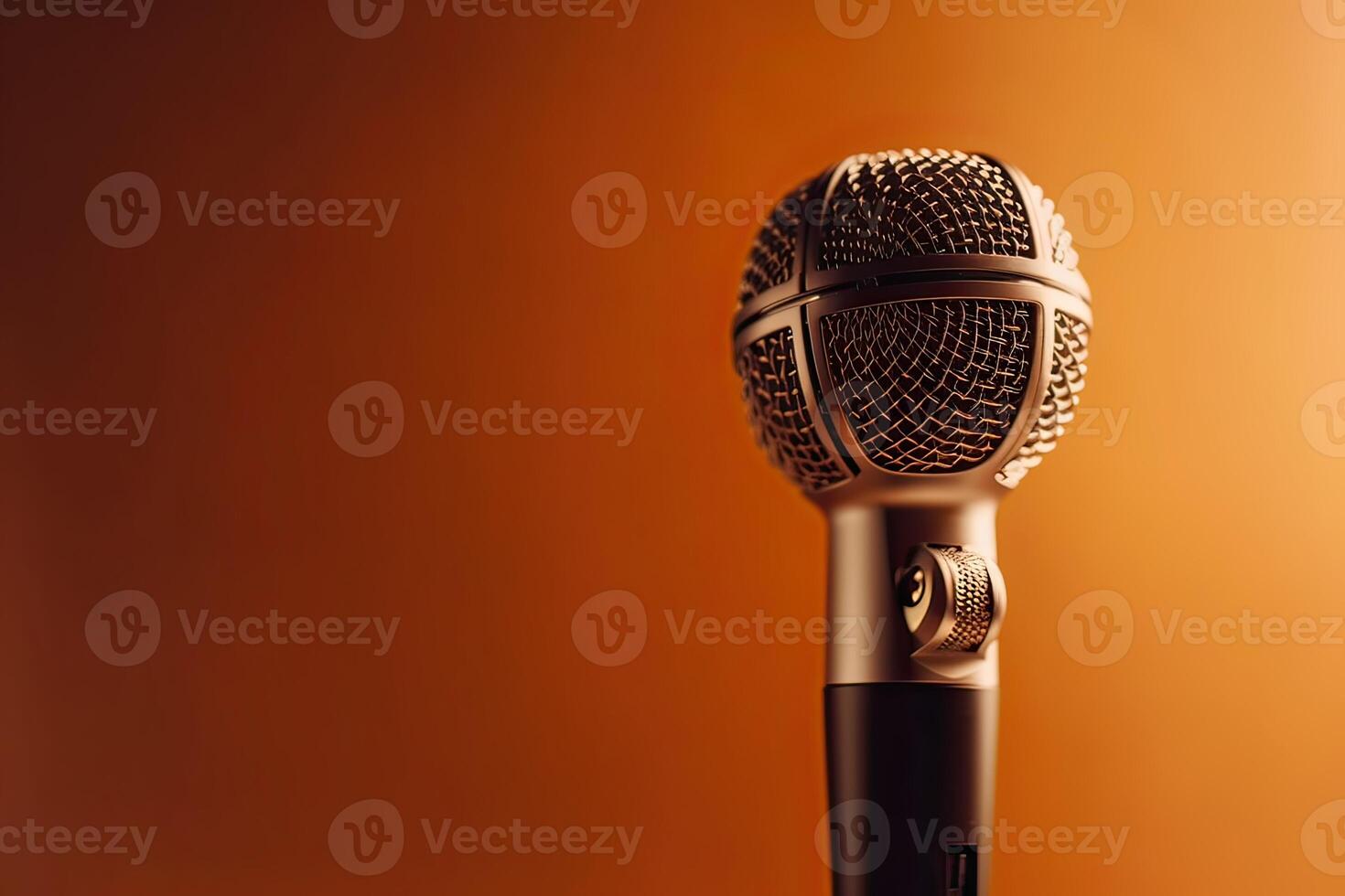 Close-up microphone. microphone isolated on vibrant background, banner with copy space. . photo