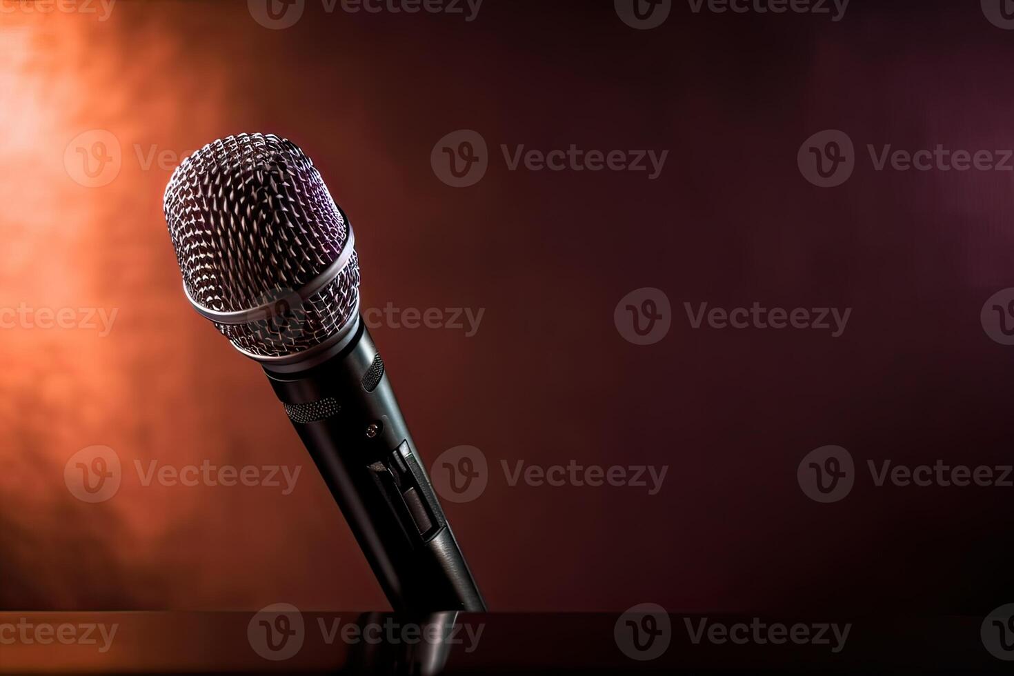 Close-up microphone. microphone isolated on vibrant background, banner with copy space. . photo